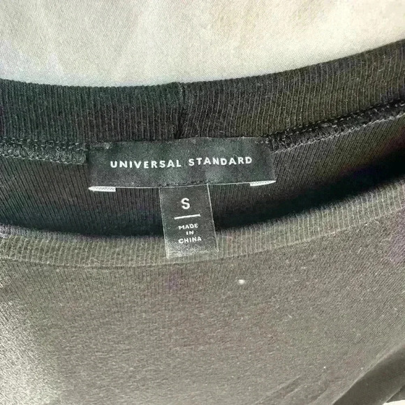 Universal Standard Black Ribbed Short Sleeve T-Shirt Dress Soft Stretchy Size S - Picture 2 of 3